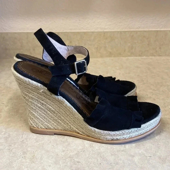 Sam Edelman Black Wedge Sandals - Picture 1 of 13